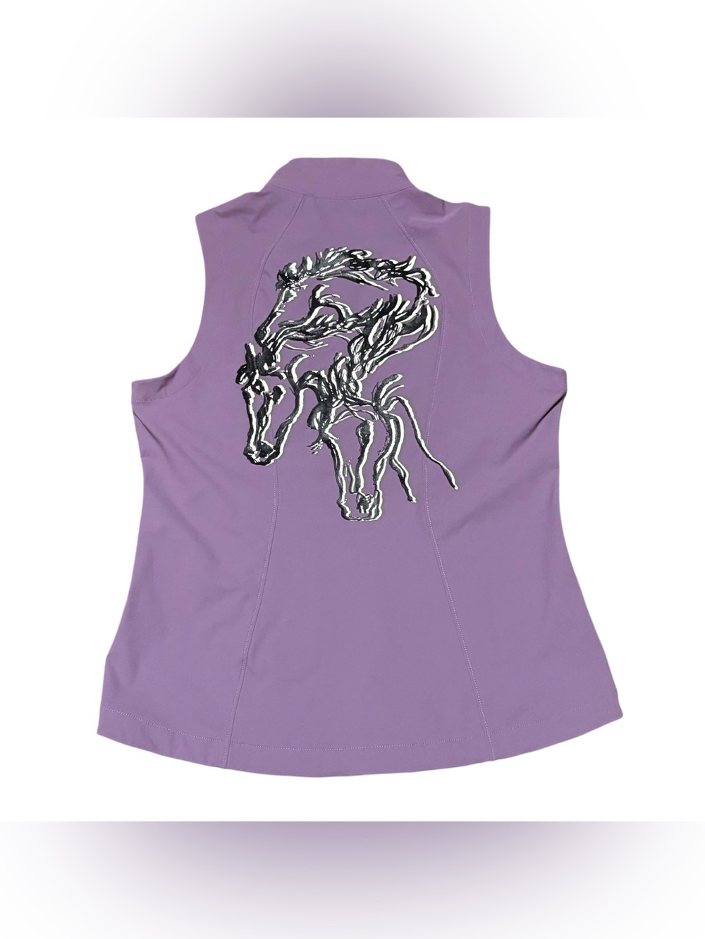 Kerrits Women's Medium Sleeveless Zip-Up Equestrian Vest w/ Horse Print Back